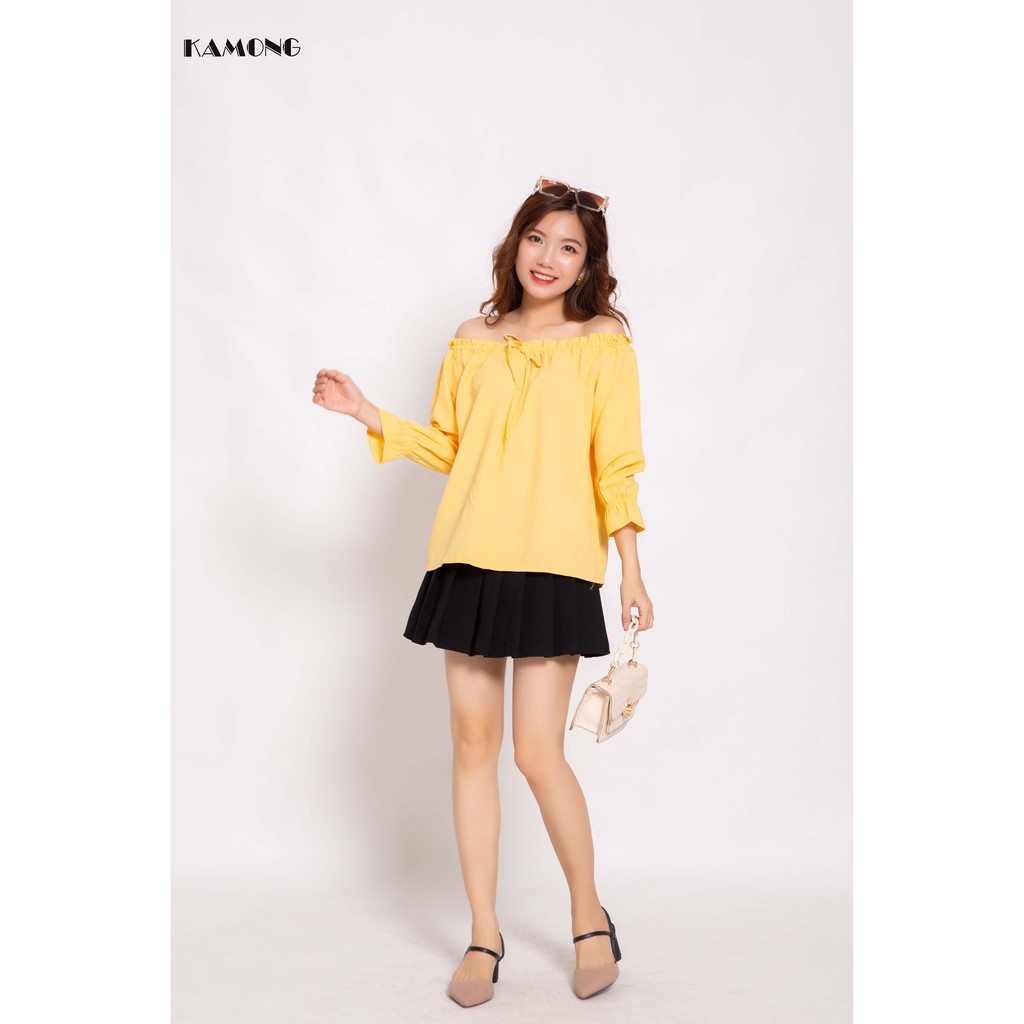 Áo trễ vai nơ ngực KAMONG A112