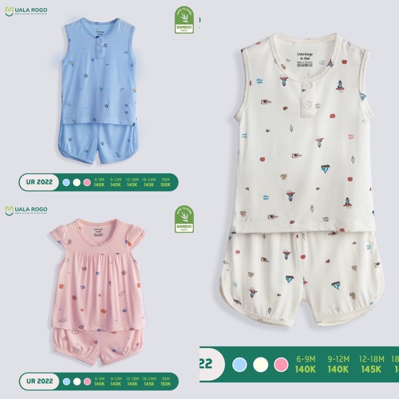 Bộ ba lỗ vải petit hoạ tiết dành cho bé