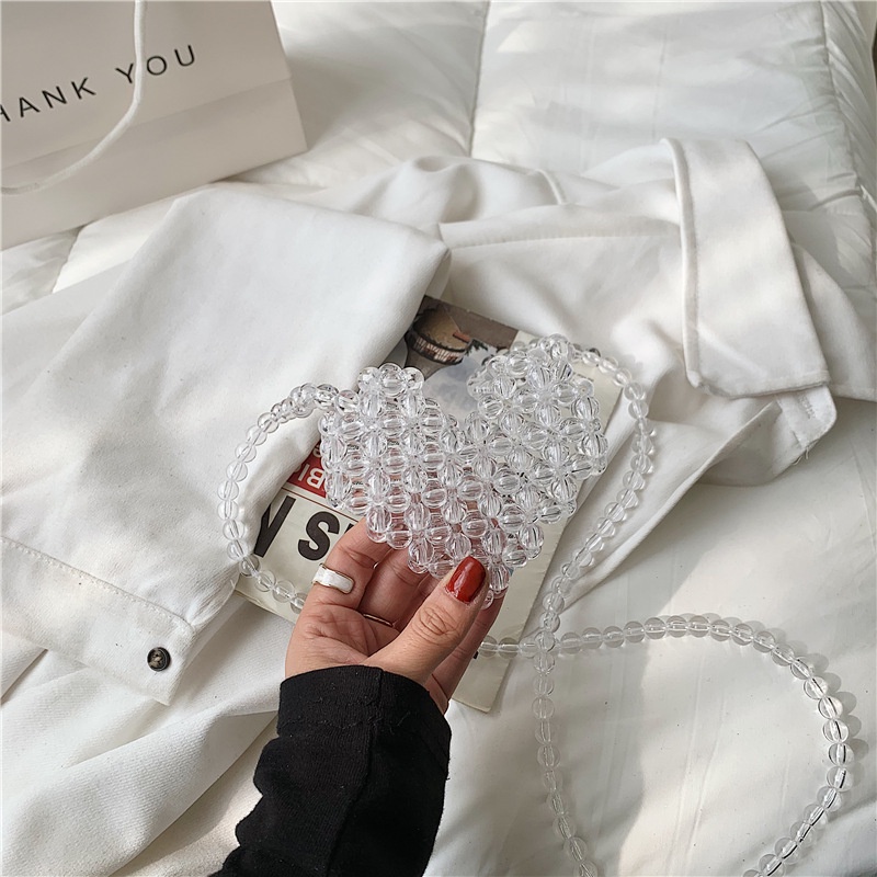 Túi Xách Mini Phối Dây Xích Kiểu Trái Tim Xinh Xắn Dành Cho Nữ