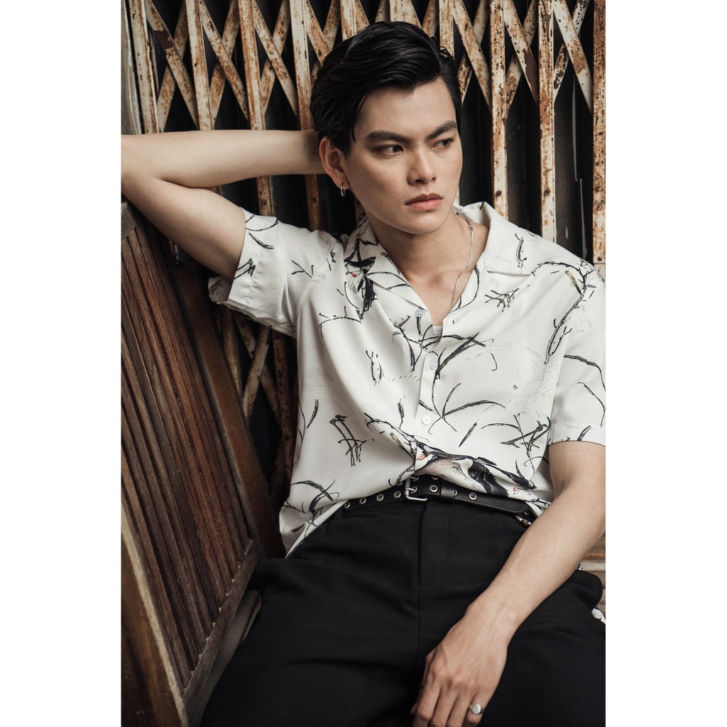 Áo Sơ Mi Ngắn Tay Nam Họa Tiết HIGHWAY MENSWEAR Crane Cuban Shirt | BigBuy360 - bigbuy360.vn