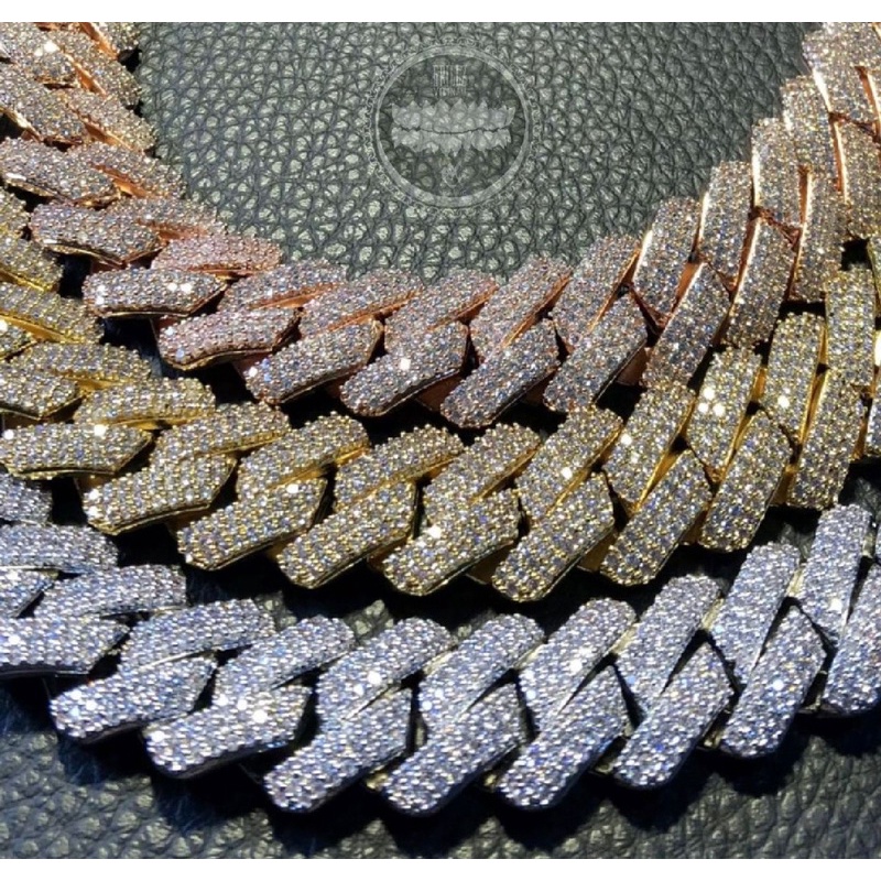 Cuban Prong sấm sét thép đính full đá hàng loại đẹp HipHop Jewelry Bracelet lắc tay phong cách đường phố