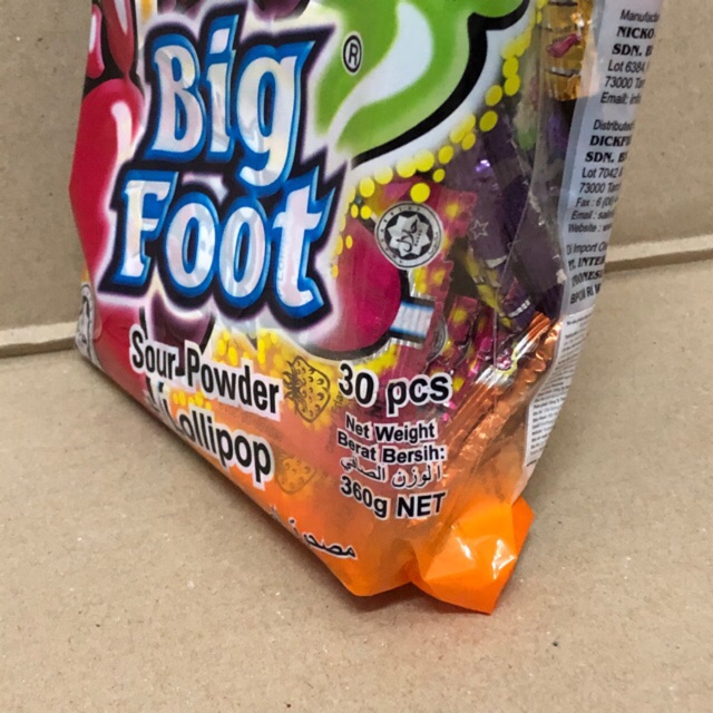 [30 Gói Que Mút] Túi Kẹo Bàn Chân BigFoot Sour Powder + lolliPop