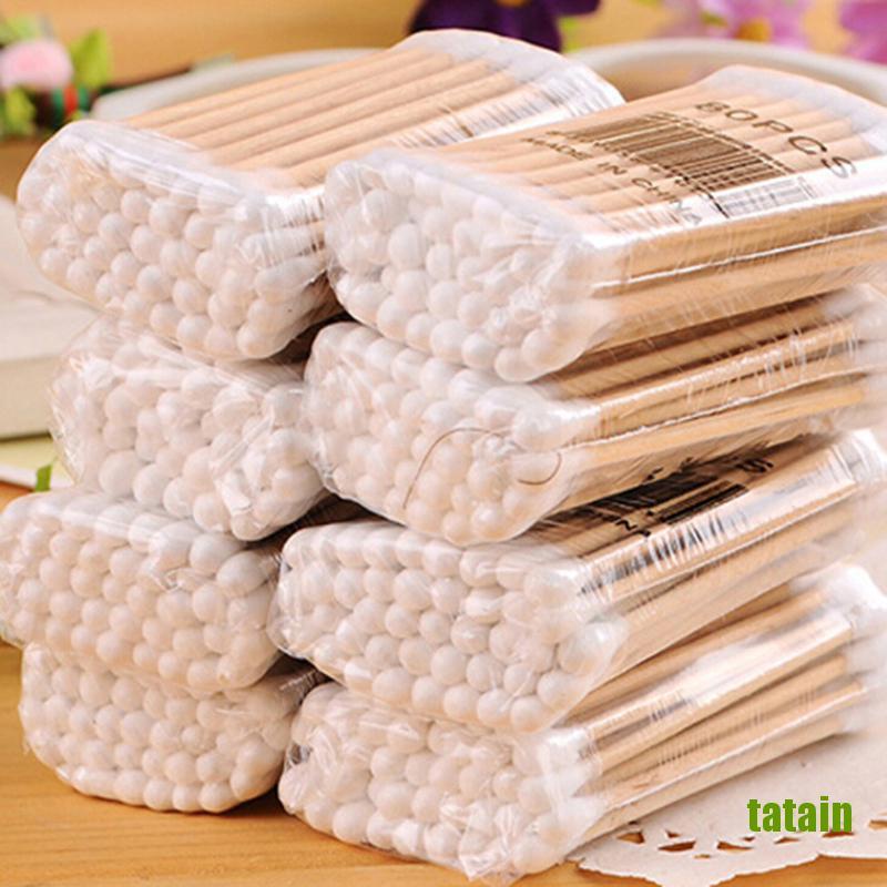 [Hàng mới về] Bộ 30-35 tăm bông cotton hai đầu thân gỗ vệ sinh tai hiệu quả