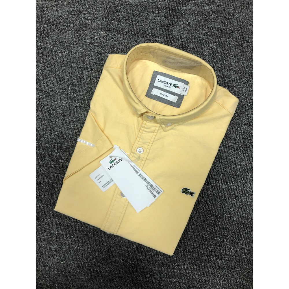 LACOSTE ◈✉Áo Sơ Mi Tay Ngắn Vải Oxford Cotton Dáng Ôm Thời Trang Mùa Xuân 2020 Cho Nam