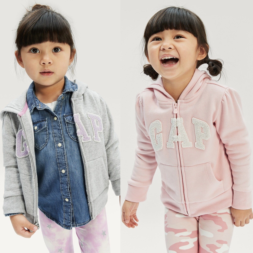 Áo khoác bé gái 0-3 tuổi GAP  size nhí 0-15kg nỉ bông, da cá / Áo khoác hoodie khóa kéo có nón