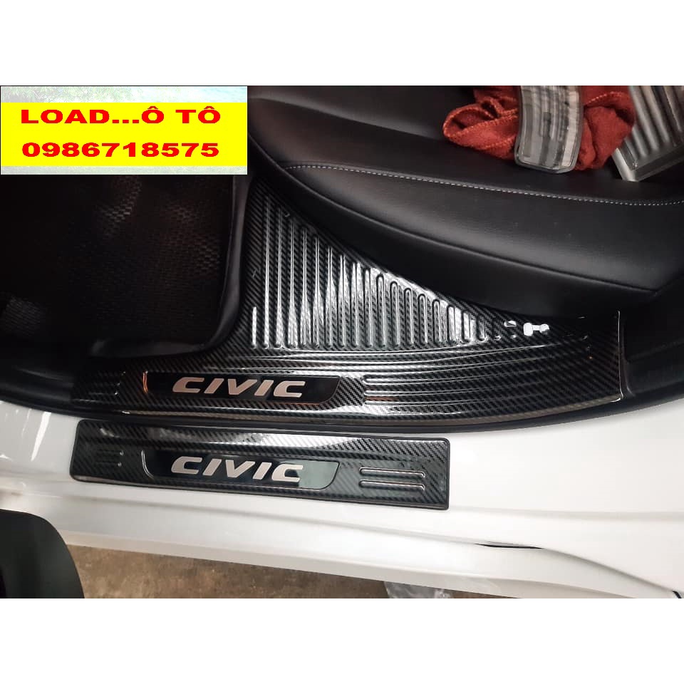 Chống Trầy Cốp, Ốp Bậc Chân Carbon Xe Honda Civic 2022-23 Mẫu Vân Carbon Cao Cấp