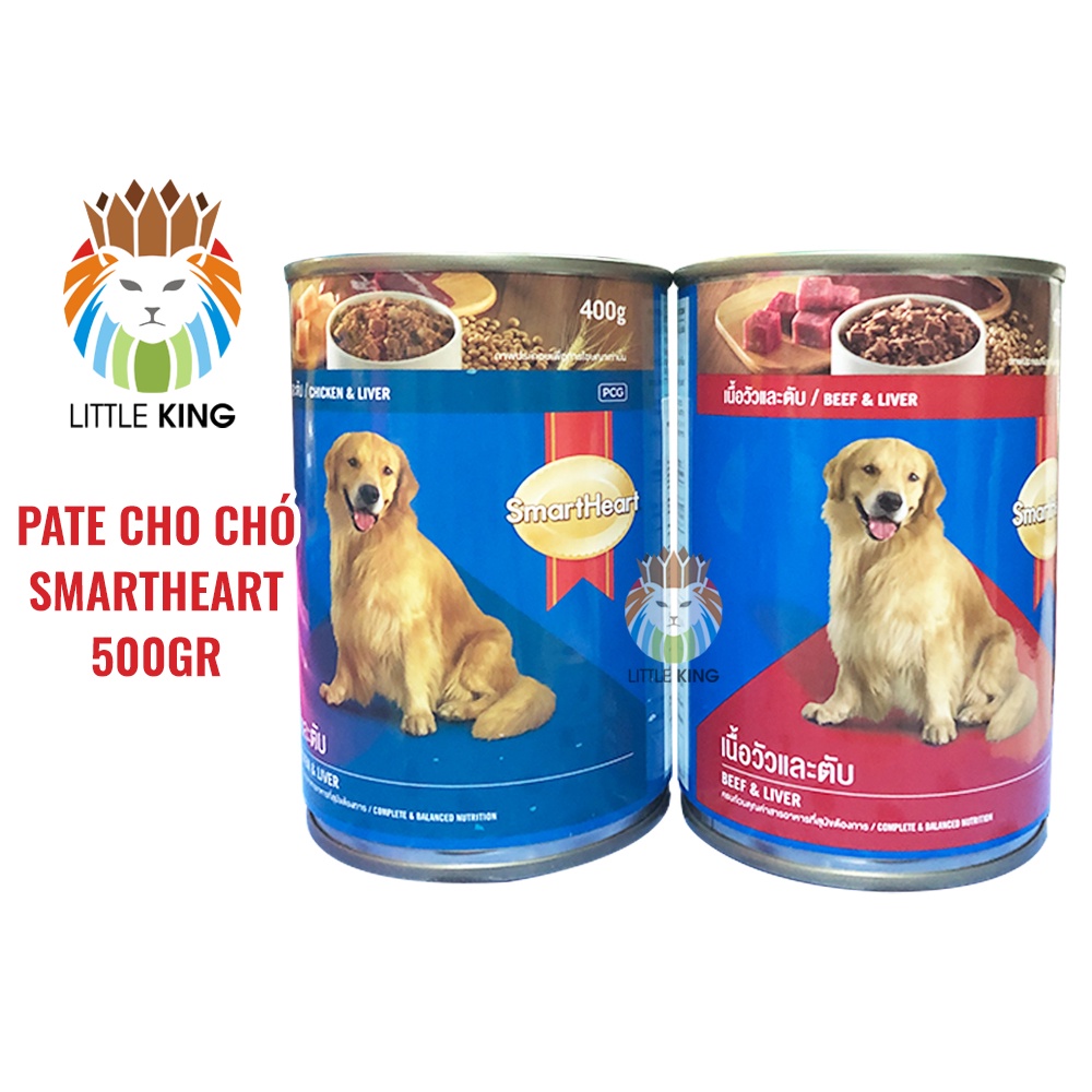 Thức ăn cho chó Pate Smartheart lon 400gr vị bò gan và gà gan, thức ăn ướt cho chó Little King pet shop