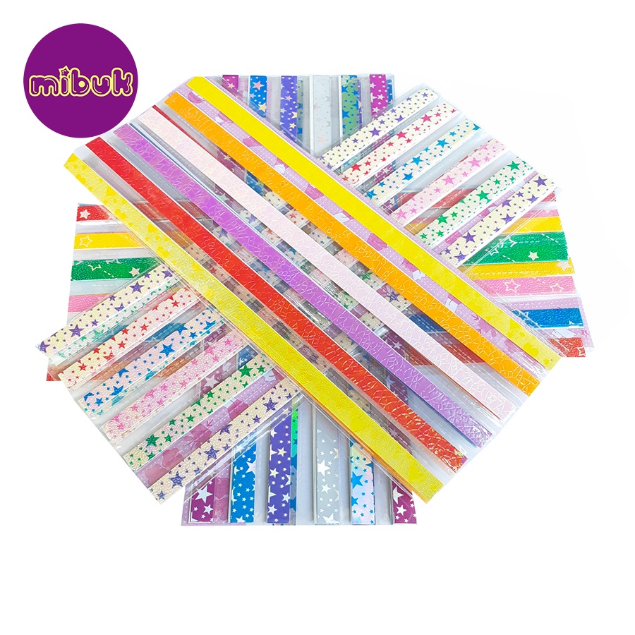 Giấy gấp sao set 10 cuộn 500 tờ ngẫu nhiên màu/họa tiết/xà cừ/lấp lánh