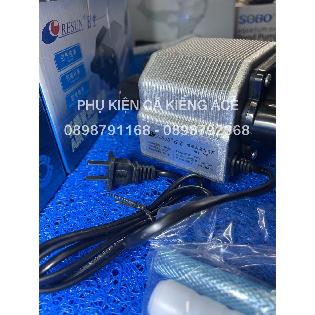 Máy Sủi Oxy 6 Vòi Resun AP-30 16W , 8 Vòi Resun AP-50 25W siêu êm, 12 Vòi AP-80B 40W , đảo KALDNET , bọc sắt