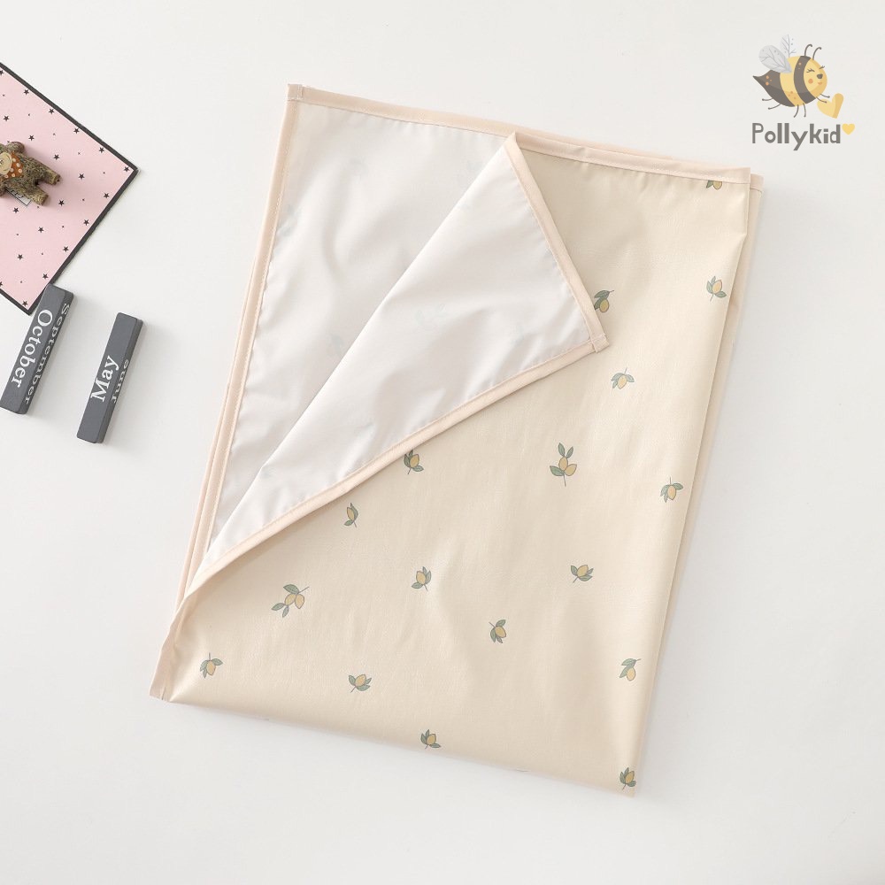 Thảm chống thấm thay tã bỉm cho bé hoạ tiết gấu nâu, hoa, sóc hồng, sư tử xanh 90x70cm Pollykid-SP104