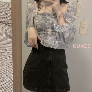 Áo Kiểu Tay Dài Trễ Vai Phong Cách Vintage Thời Trang Nữ Dễ Thương