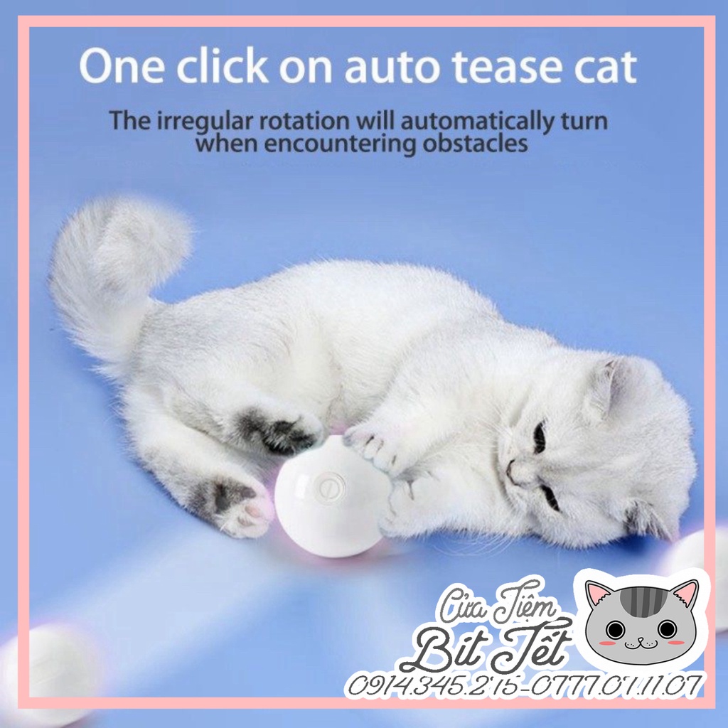 ĐỒ CHƠI THÔNG MINH, Banh tự động sạc usb thế hệ mới cho thú cưng, Bóng tương tác giáo dục có đèn led cho chó mèo cao cấp