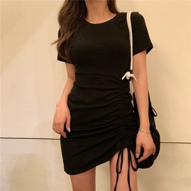 Đầm ôm 2 dây/cổ tròn dây rút lai quyến rũ | BigBuy360 - bigbuy360.vn