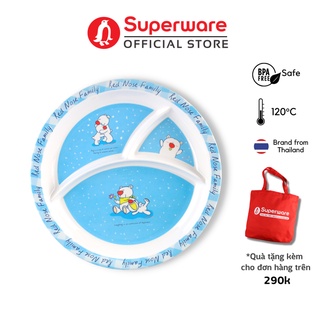 Khay ăn trẻ em 3 ngăn dễ thương 100% nhựa melamine an toàn sức khỏe | superware thái lan | t383-10