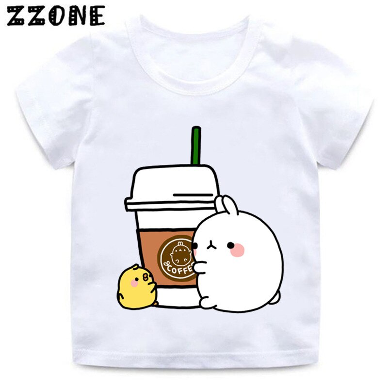 Boys and Girls Cartoon Molang and Piupiu Print T Shirt Kids Cute Rabbit Molang Bunny Funny Clothes Baby Summer T-shirt