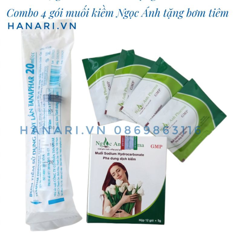 Combo 4 gói muối kiềm tặng kèm bơm t.i.ê.m