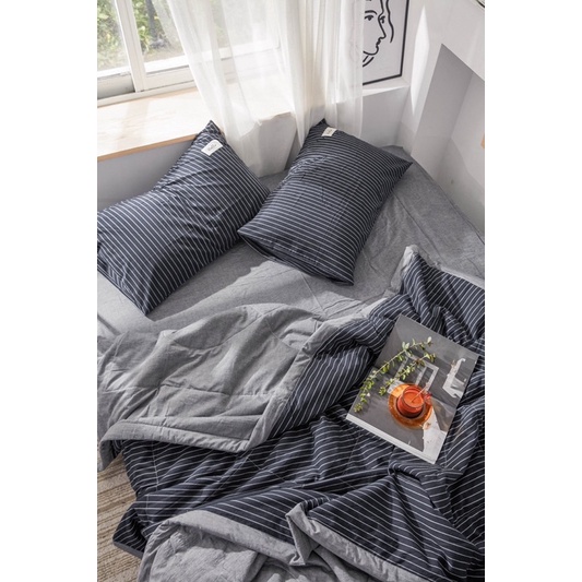 Set Bộ Cotton Linen Chăn Hè Caro Phong Cách Decor Hiện Đại_Shinbedding