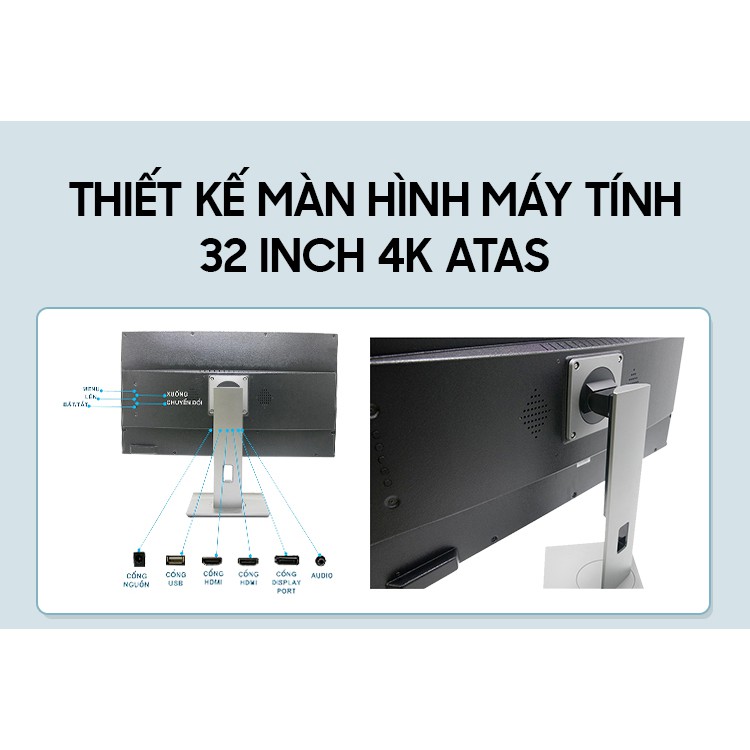 Màn hình 32 inch 4K ATAS HD320U - Tấm nền IPS - Tần số quét 60HZ