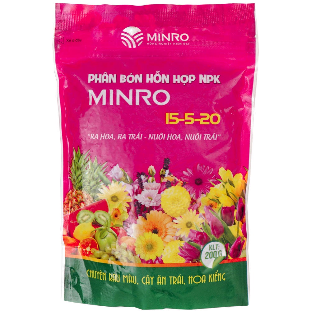 Phân Bón MINRO Kích Ra Hoa, Ra Trái 15-5-20- Gói 200G (PMR-004)