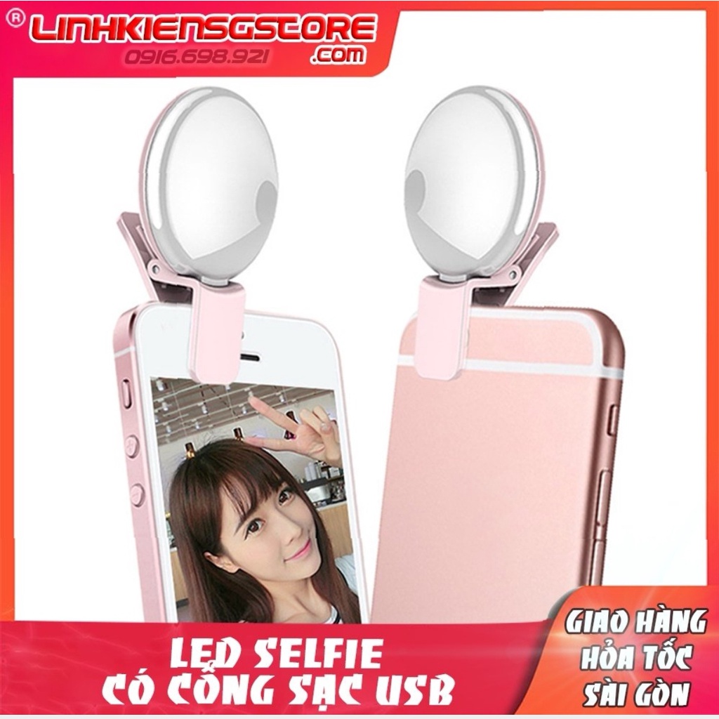 Đèn LED Selfie Kẹp Điện Thoại Chụp Hình Tự Tướng Có Cổng Sạc USB ( Chọn màu )