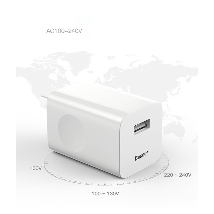 Cốc  sạc Siêu nhanh 24W Baseus Quick Charge  5V/3A cổng USB cho Smart phone - CCALL-AX02 cho Iphone,samsung ,xiaomi