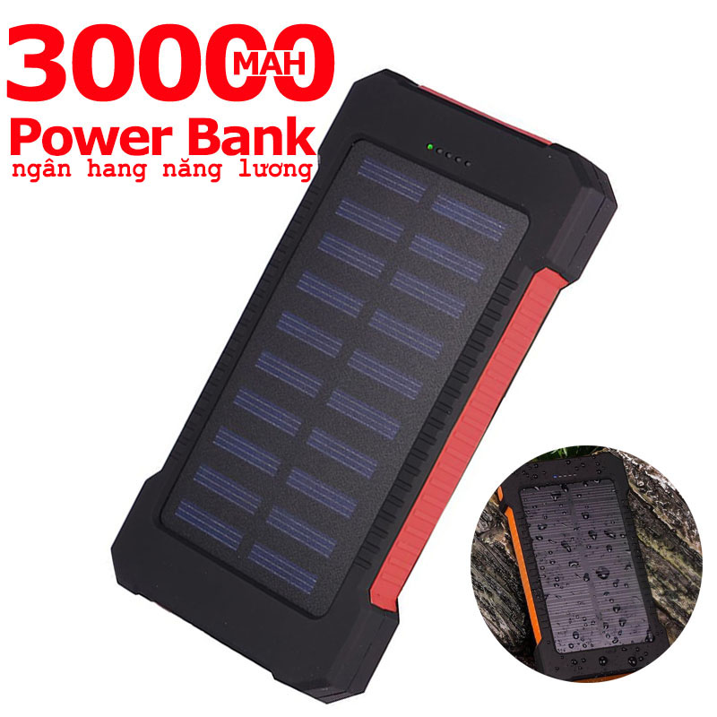 Pin dự phòng năng lượng mặt trời 30000mah kép sạc nhanh USB sạc dự phòng