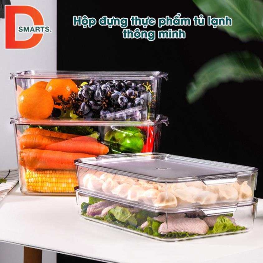 Hộp đựng bảo quản thực phẩm trong tủ lạnh nhựa PP cao cấp đa năng có thể làm khay đựng cốc và đồ makeup HÀNG HOT