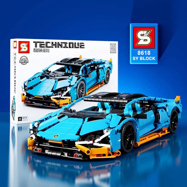 Mô hình lắp ráp Xe thể thao Lamborghini màu xanh – SY BLOCK 8618