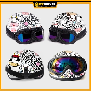 sticker dán mũ bảo hiểm cute , hình dán bò sữa chống nước siêu đẹp giá rẻ