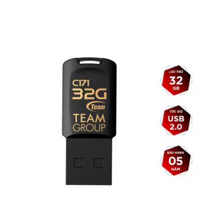 USB Team Group C171 - USB 2.0, Chính Hãng Phân Phối, Bảo Hành 5 Năm, CHỐNG NƯỚC, CHỐNG BỤI