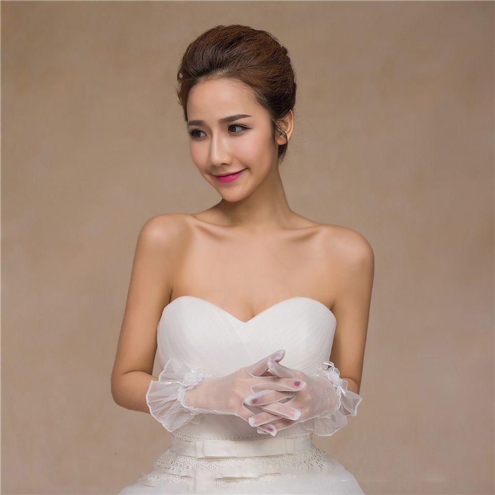 Găng Tay Lưới Co Giãn Đính Nơ Toàn Diện Ngọt Ngào Dành Cho Cô Dâu Trong Ngày Cưới