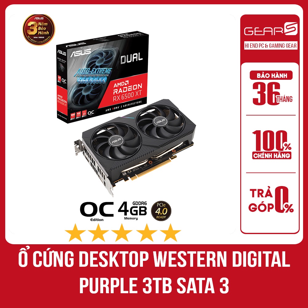 Card màn hình Asus Dual RX 6500 XT OC Edition 4GB Bảo hành chính hãng 36 Tháng