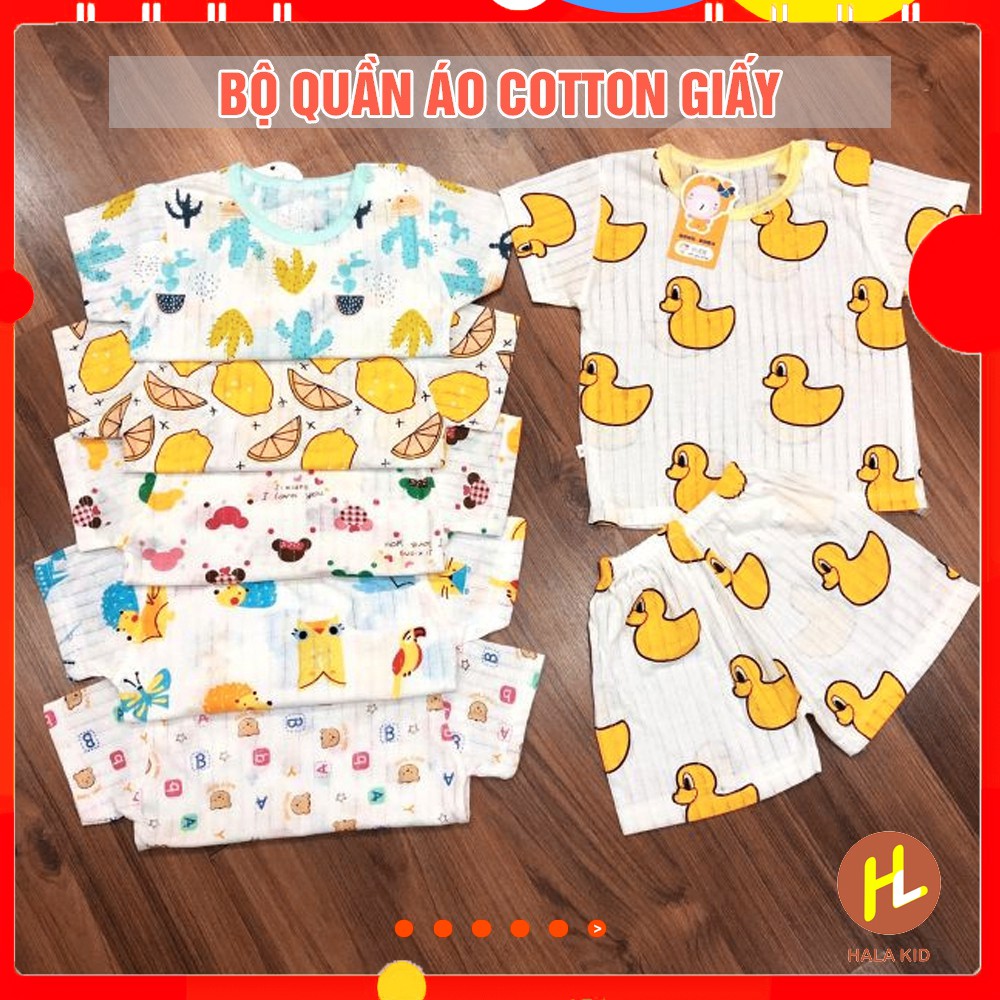 Bộ quần áo cotton CỘC TAY CÀI VAI thoáng mát cho bé (6-8KG) QATE240