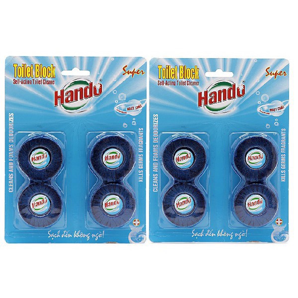 BỘ 2 VỈ 8 VIÊN TẨY XANH DIỆT KHUẨN LÀM THƠM TOILET HANDO