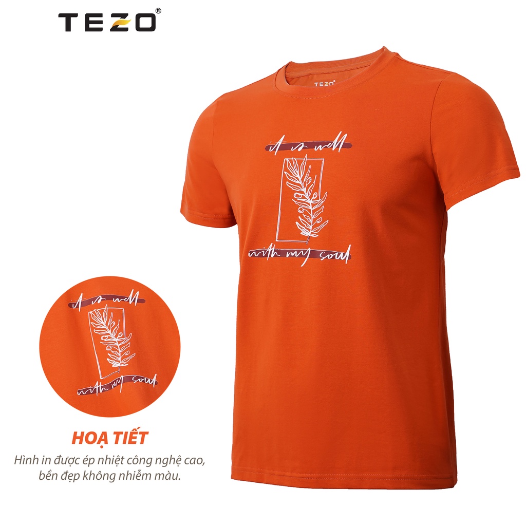 Áo phông nam in tràn hoạ tiết lá TEZO năng động thoải mái 2204APOT03