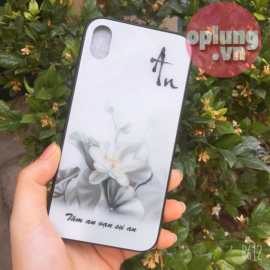 Ốp lưng iPhone kính cường lực chống bẩn - ốp chữ An - Nhẫn iPhone 6 7 8 x xsmax 11 pro max 13promax 13pro 12 promax k217