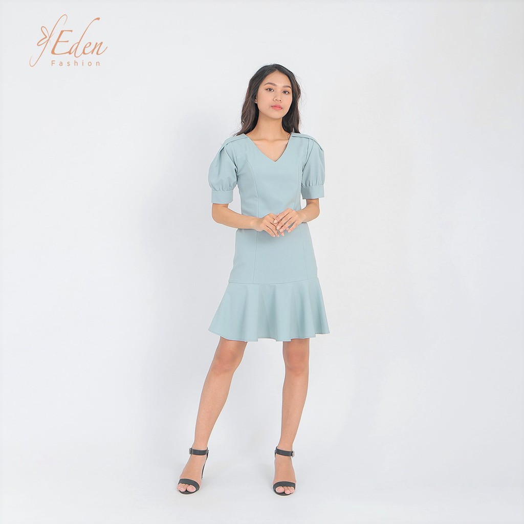Đầm nữ công sở thiết kế thời trang Eden dạng váy đuôi cá vải cotton dày dặn thoáng mát không nhăn - D406