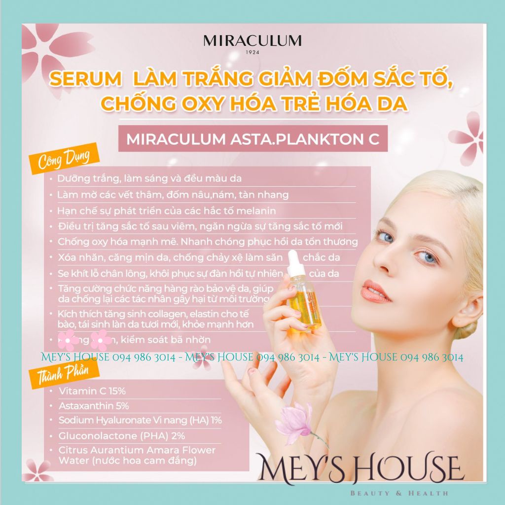 Serum Miraculum Asta.Plankton C - Active Face Serum Dưỡng Trắng Da, Giảm Đốm Sắc Tố và Trẻ hoá 30ml