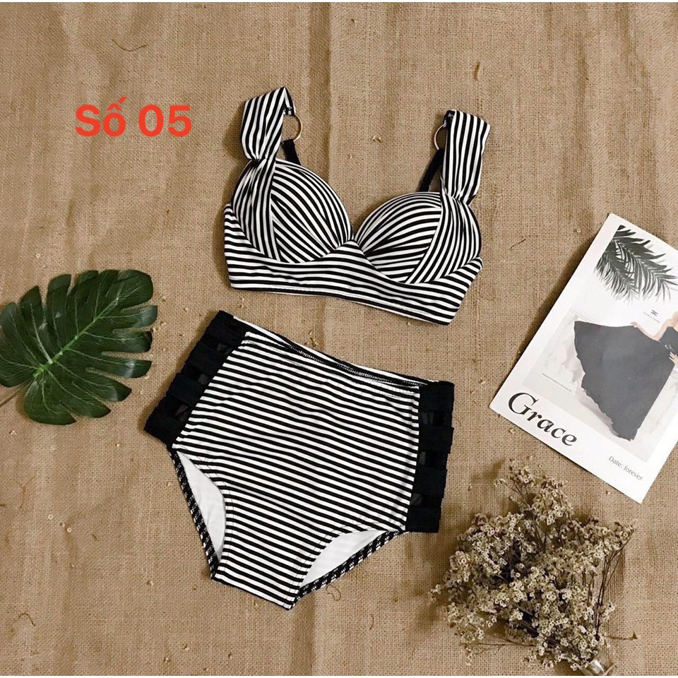 BIKINI 2 MẢNH KẺ SỌC ĐEN TRẮNG