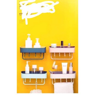 Kệ để đồ trong nhà tắm đa năng kèm móc treo và thanh phơi khăn