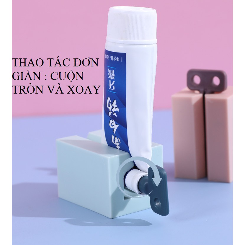 Dụng cụ nặn kem đánh răng dạng xoay hình vuông siêu tiết kiệm, cuộn kem đánh răng tiện lợi