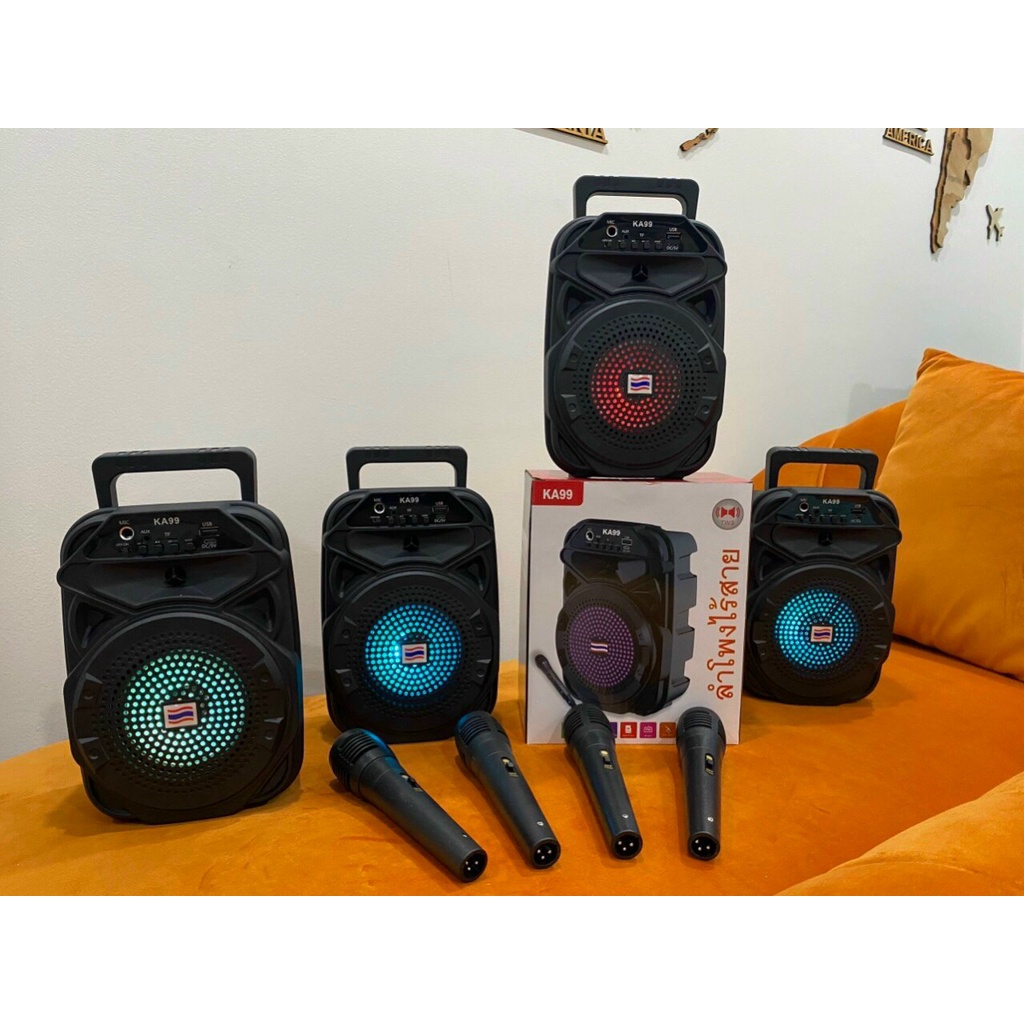Loa karaoke Bluetooth KA99 Nhập Thái Lan - Tặng 2 Mic Hát Song Ca, Loa  Karraoke không dây  - Thẻ Nhớ USB Đài FM