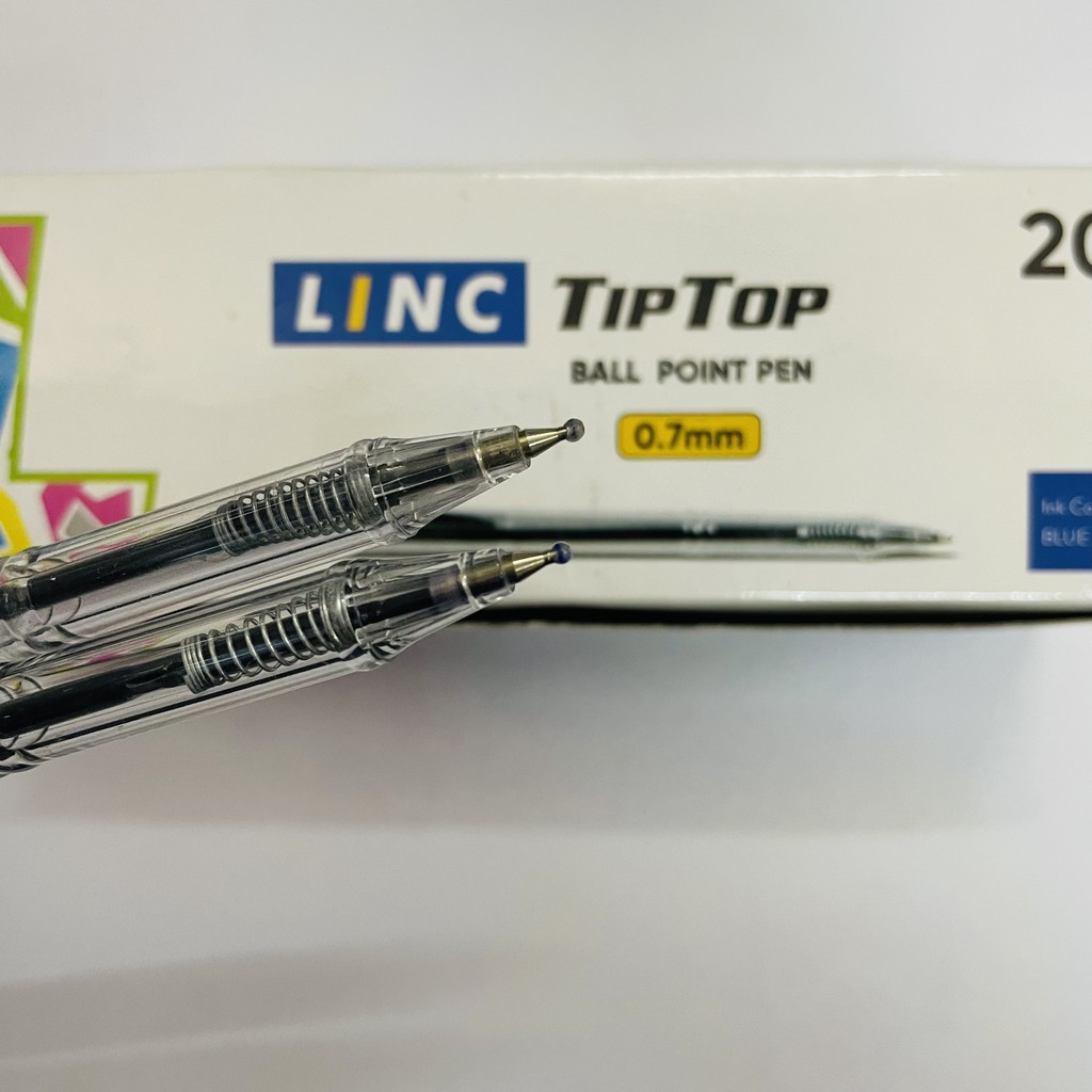 Bút bi ngòi 0,5mm mực xanh đen Linc tiptop