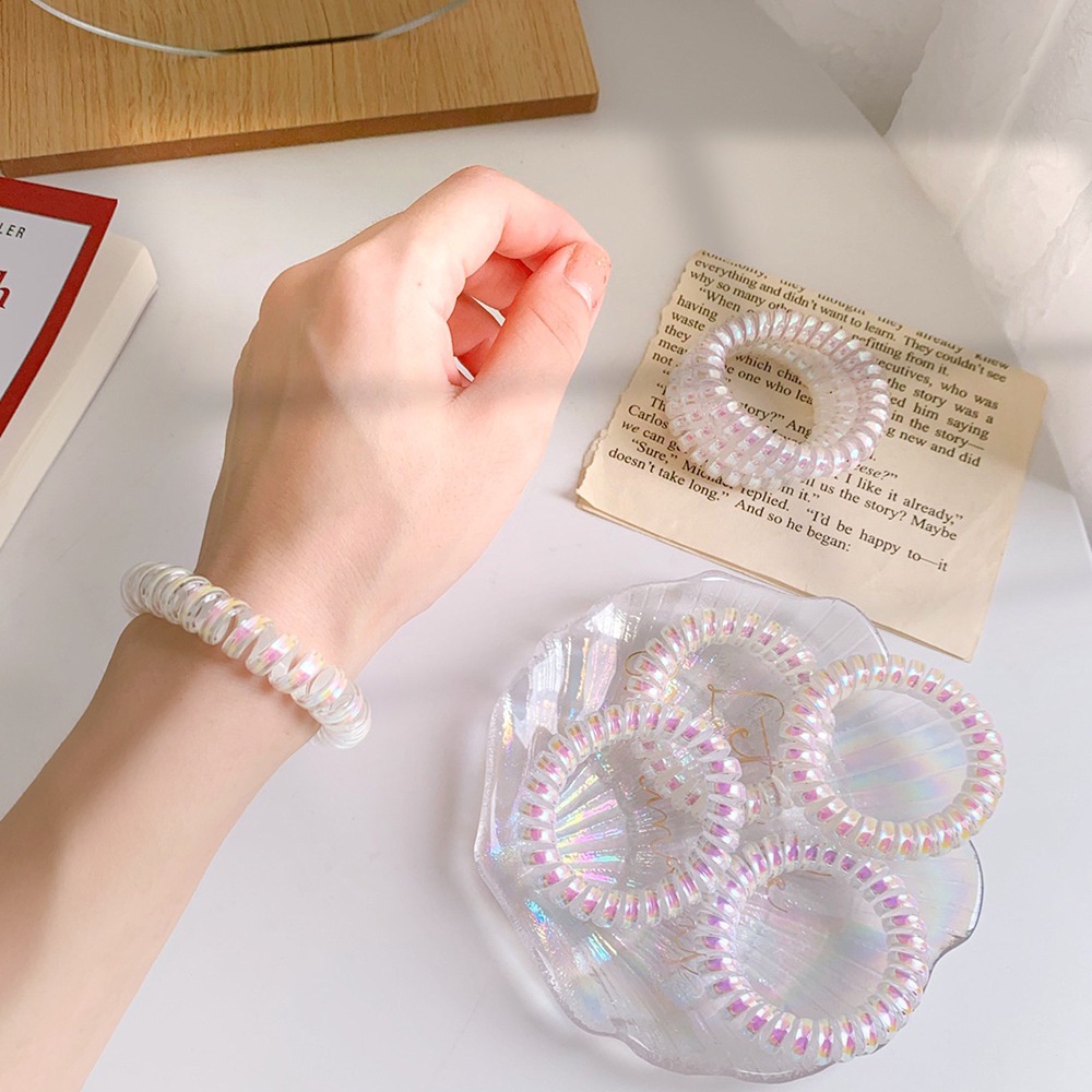 Dây cột tóc lò xo hologram, buộc tóc nữ đẹp trong suốt đơn giản dễ thương Minn Collection