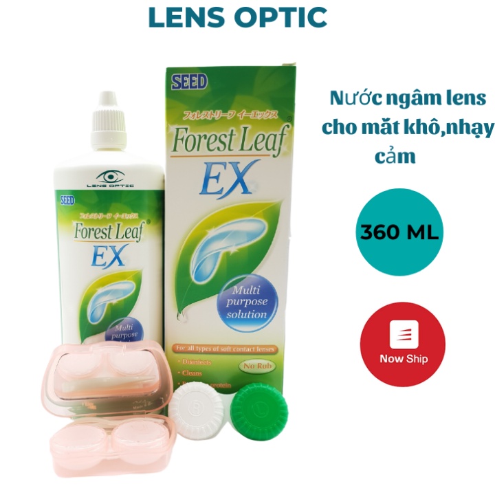 Nước ngâm kính áp tròng Forest Leaf EX 360 ml, nước rửa lens cho mắt khô và nhạy cảm- Lens Optic