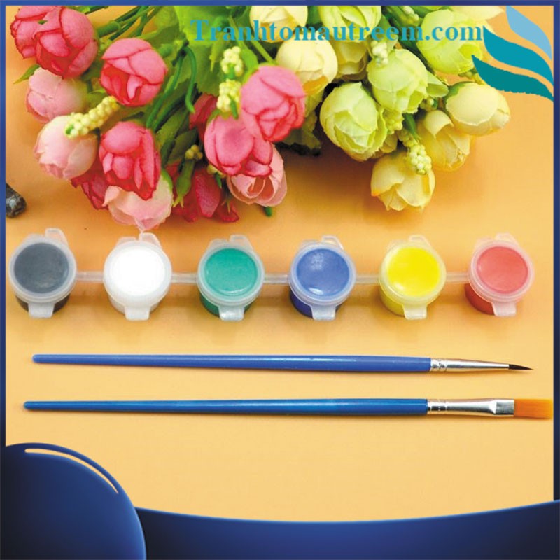 Vỉ Màu Nước Vẽ Tranh Tô Màu Tô Tượng 6 Màu 2ml và 3ml Kèm Cọ Nhập Khẩu