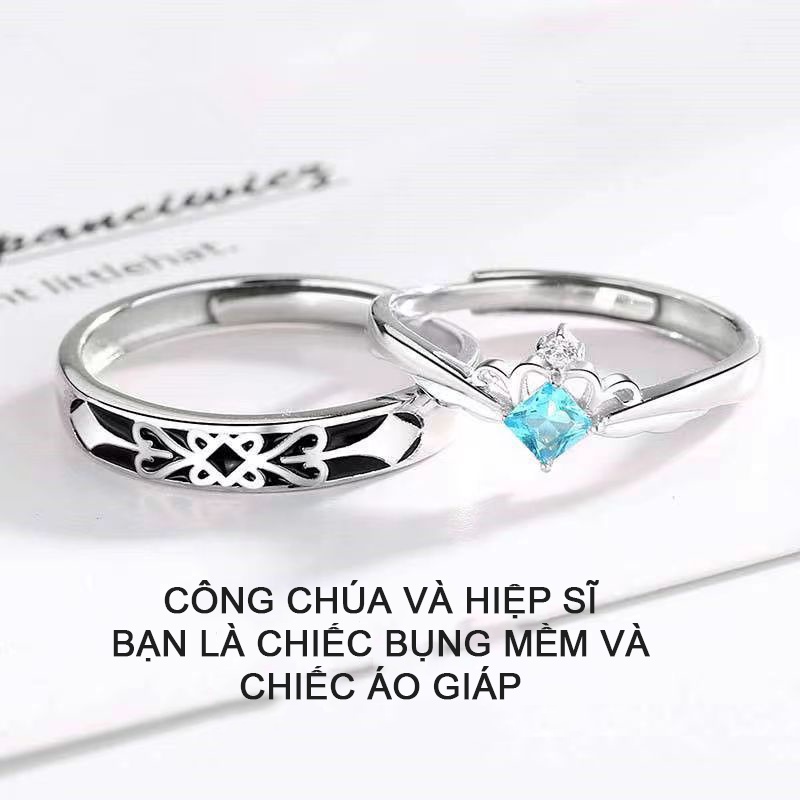 Nhẫn cặp đôi Công chúa Hiệp sĩ Thiết kế ban đầu Thời trang Vòng đơn giản Nhẫn cô gái Hoàng gia