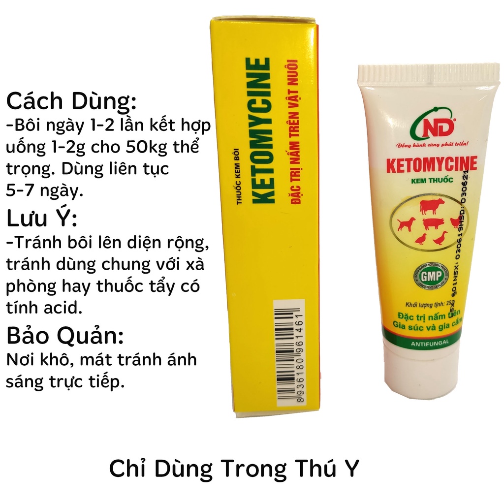 Kem bôi nấm cho chó mèo - Ketomycin 25g