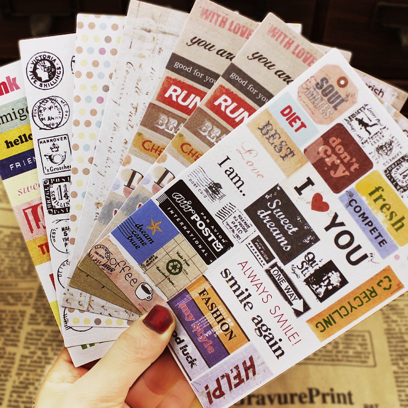 Set 6 tấm sticker dán sổ lưu niệm & lịch trang trí