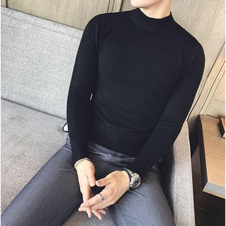 Áo len nam cổ lửng ABABA, len dài tay mềm mịn, ấm dễ chịu cho da - ABA-3PQC